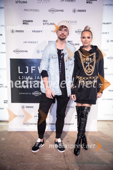  David Hojnik, modni oblikovalec DH fashion;  Doroteja Premužič, vizažistkaLjubljana Fashion Week 2018, prvi dan