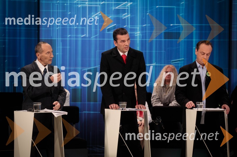  Jožef Jarh, Stranka enakopravnih dežel;  Matjaž Bidovec, kandidat Socialistične partije Slovenije;  Smiljan  Mekicar, sekretar na Ministrstvu za zdravjePredvolilno soočenje kandidatov za župana Ljubljane