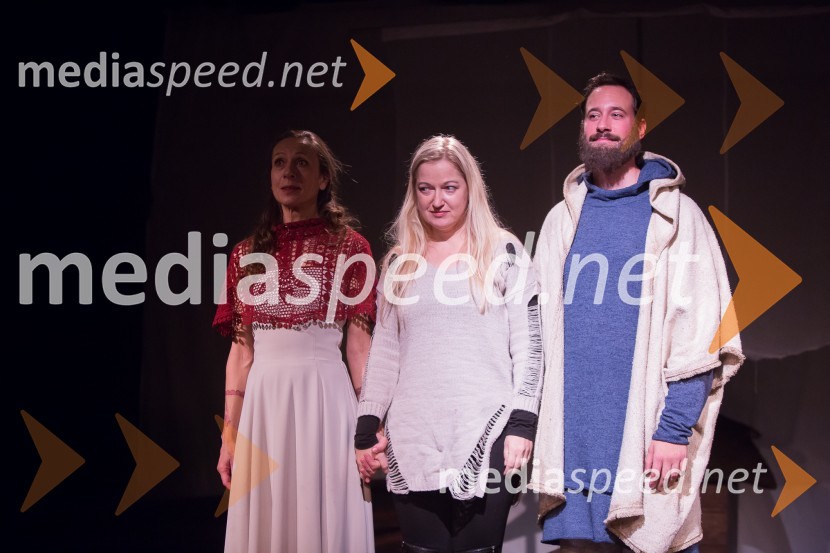  Maruša Oblak, igralka;  Barbara Pia Jenič, režiserka;  Miha Rodman, igralecLjubljanska premiera predstave Prerok