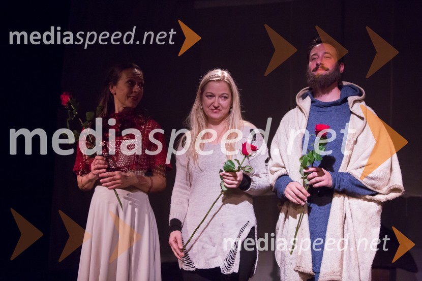  Maruša Oblak, igralka;  Barbara Pia Jenič, režiserka;  Miha Rodman, igralecLjubljanska premiera predstave Prerok