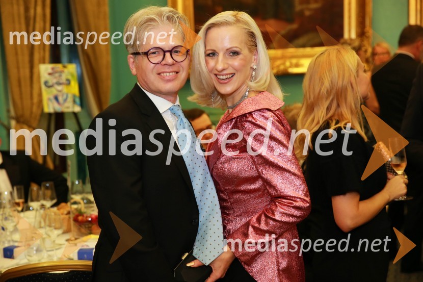  Matjaž Ambrožič;  Nika Ambrožič Urbas, modna kreatorka in ustanoviteljica modne znamke Marija ModernaChristmas Gala dinner