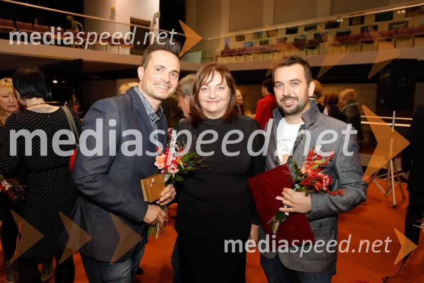  Jure  Poglajen, darovalec 2018;  Marta Krpič, urednica Ženske;  David  Zorko, darovalec 2018Ljudje odprtih rok leta 2018