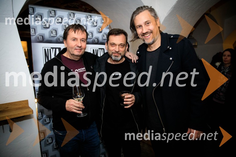  Darjo Rot, direktor založbe Nika Records;  Krešimir Tomec, basist, producent, skupina Manouche;  Nermin Puškar, glasbenikDruženje hišnih glasbenikov založbe Nika