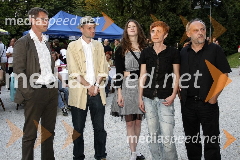 Štefan Kardoš, Dušan Šarotar, Nataša Kramberger, Suzana Tratnik in Feri Lainšček, nominiranci za Delovo nagrado za roman leta kresnikPodelitev nagrad kresnik 2008