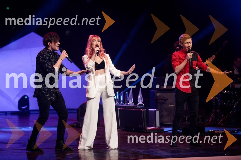  Rok Piletič, BQL;  Nika Zorjan, pevka;  Anej Piletič, BQLLuka Dončić in Janja Garnbret športnika leta 2018