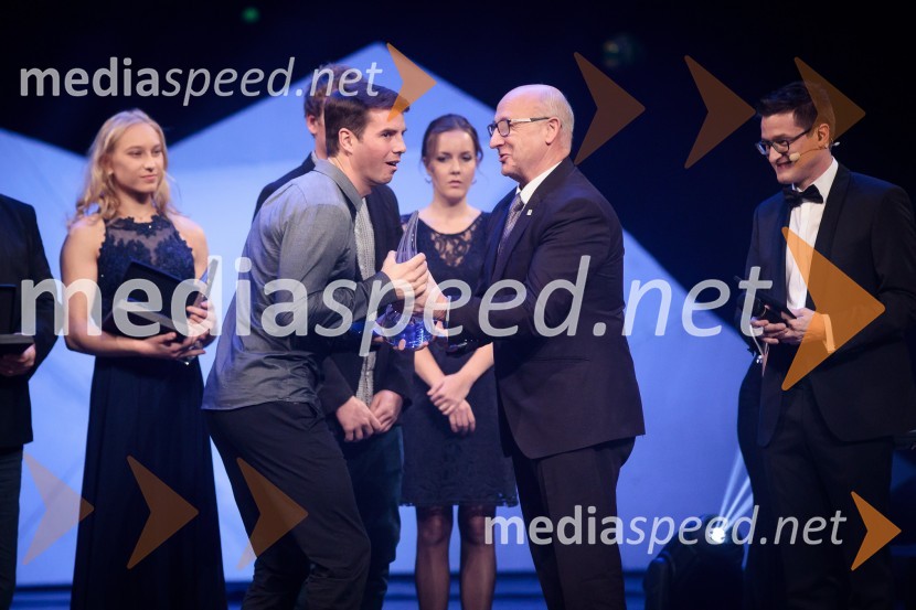  Žan  Košir, deskar na snegu;  Bogdan Gabrovec, predsednik Olimpijskega komiteja Slovenije, predsednik Judo zveze SlovenijeLuka Dončić in Janja Garnbret športnika leta 2018