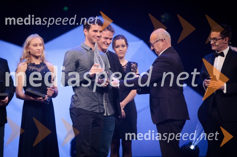  Žan  Košir, deskar na snegu;  Bogdan Gabrovec, predsednik Olimpijskega komiteja Slovenije, predsednik Judo zveze SlovenijeLuka Dončić in Janja Garnbret športnika leta 2018