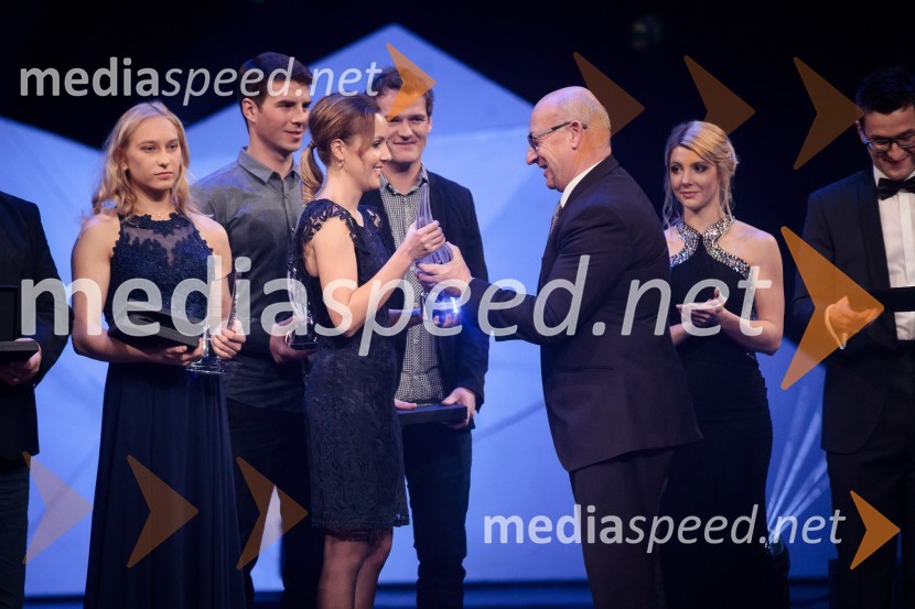  Janja Garnbret, slovenska športna plezalka;  ... ;  Bogdan Gabrovec, predsednik Olimpijskega komiteja Slovenije, predsednik Judo zveze SlovenijeLuka Dončić in Janja Garnbret športnika leta 2018