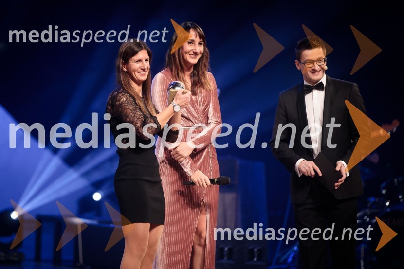  Tina Mrak, jadralka;  Veronika Macarol, jadralka;  Saša  Jerković, novinarLuka Dončić in Janja Garnbret športnika leta 2018