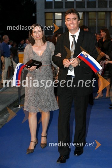 Dr. Milan Zver, minister za šolstvo in šport s spremljevalko Andrejo ValičProslava ob Dnevu državnosti 2008