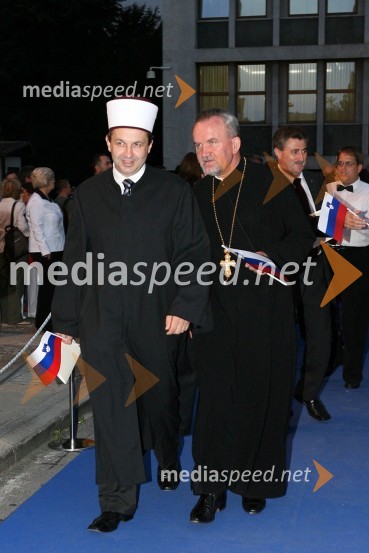 Mag. Nedžad Grabus, ljubljanski mufti in Peran Bošković, paroh Srbske pravoslavne Cerkve v SlovenijiProslava ob Dnevu državnosti 2008