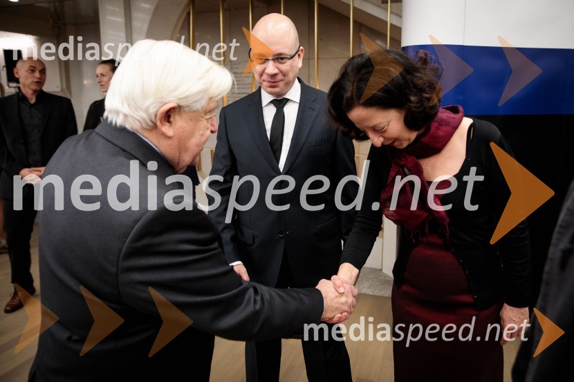  Milan Kučan, nekdanji predsednik Republike Slovenije;  Uroš Urbas, Odgovorni urednik časopisa Delo in Nedelo ter delo.si;  Ženja Leiler, namestnica odgovornega urednika, DeloDelo 60 let