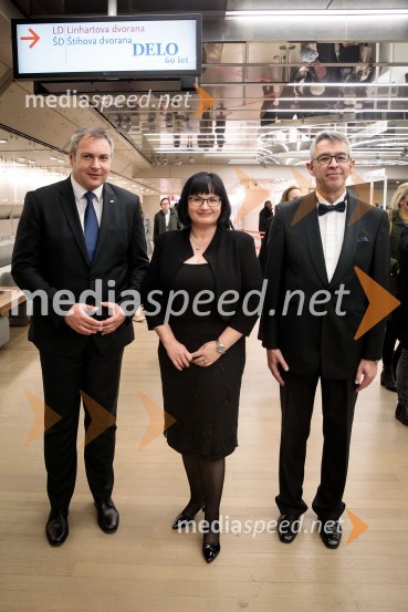  Dejan Židan, predsednik Državnega zbora Republike Slovenije;  Nataša  Luša, direktorica družbe Delo d.o.o.;  Andrej  Kren, glavni direktor družbe Delo d.o.o.Delo 60 let