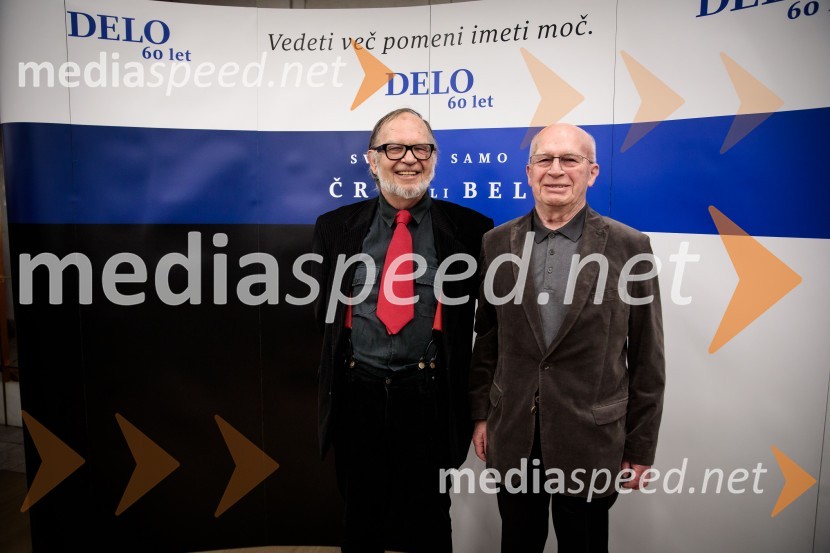  Tit Doberšek, nekdanji odgovorni urednik, nekdanji direktor, Delo;  Božo Kovač, nekdanji glavni urednik Dela, edini še živeči novinar Slovenskega poročevalca	Delo 60 let