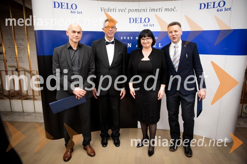 asist. dr. Vojko Didanovič, specialist otorinolaringologije in maksilofacialne kirurgije;  Andrej  Kren, glavni direktor družbe Delo d.o.o.;  Nataša  Luša, direktorica družbe Delo d.o.o.; prof. dr. Uroš Ahčan, specialist plastične kirurgijeDelo 60 let