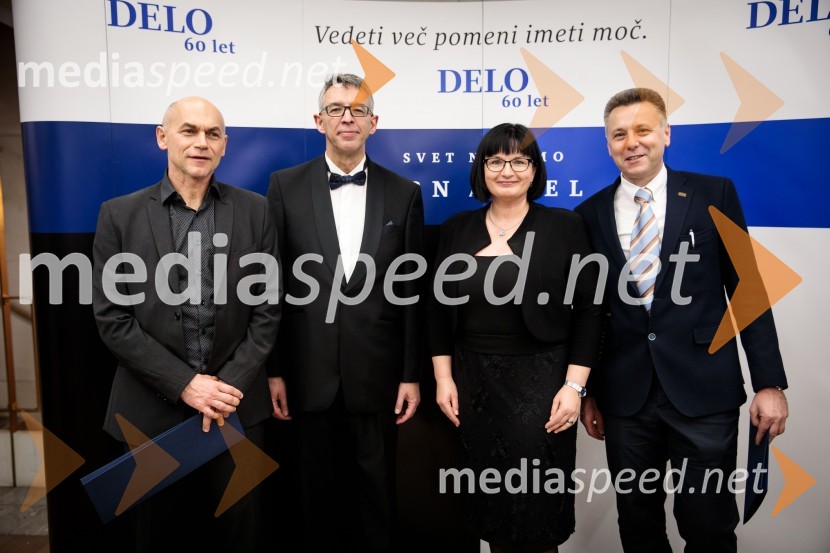 asist. dr. Vojko Didanovič, specialist otorinolaringologije in maksilofacialne kirurgije;  Andrej  Kren, glavni direktor družbe Delo d.o.o.;  Nataša  Luša, direktorica družbe Delo d.o.o.; prof. dr. Uroš Ahčan, specialist plastične kirurgijeDelo 60 let