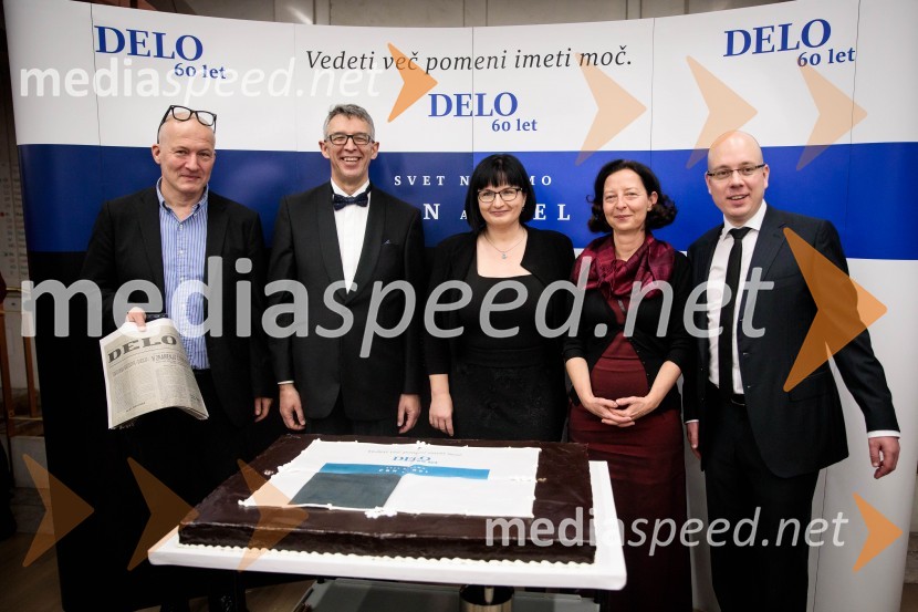  Ali Žerdin, novinar in urednik, Sobotna priloga Dela;  Andrej  Kren, glavni direktor družbe Delo d.o.o.;  Nataša  Luša, direktorica družbe Delo d.o.o.;  Ženja Leiler, namestnica odgovornega urednika, Delo;  Uroš Urbas, Odgovorni urednik časopisa Delo in Nedelo ter delo.siDelo 60 let