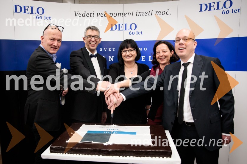  Ali Žerdin, novinar in urednik, Sobotna priloga Dela;  Andrej  Kren, glavni direktor družbe Delo d.o.o.;  Nataša  Luša, direktorica družbe Delo d.o.o.;  Ženja Leiler, namestnica odgovornega urednika, Delo;  Uroš Urbas, Odgovorni urednik časopisa Delo in Nedelo ter delo.siDelo 60 let