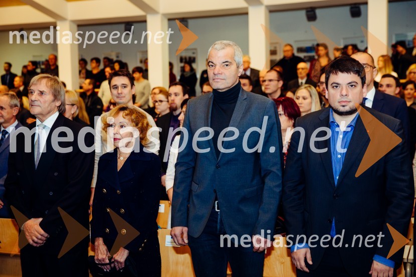 prof. dr. Dušan Radonjič, Ekonomsko - poslovna fakulteta v Mariboru, Univerza v Mariboru;  Tanja Radonjič;  Aleksander Saša Arsenovič, župan Mestne občine Maribor;  ... Ob Rektorjevem dnevu podelili priznanja in nagrade Univerze v Mariboru