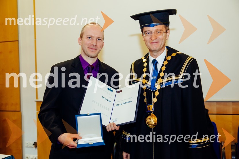  Marko Kežmah, Univerza v Mariboru; prof. dr. Zdravko Kačič, rektor Univerze v MariboruOb Rektorjevem dnevu podelili priznanja in nagrade Univerze v Mariboru