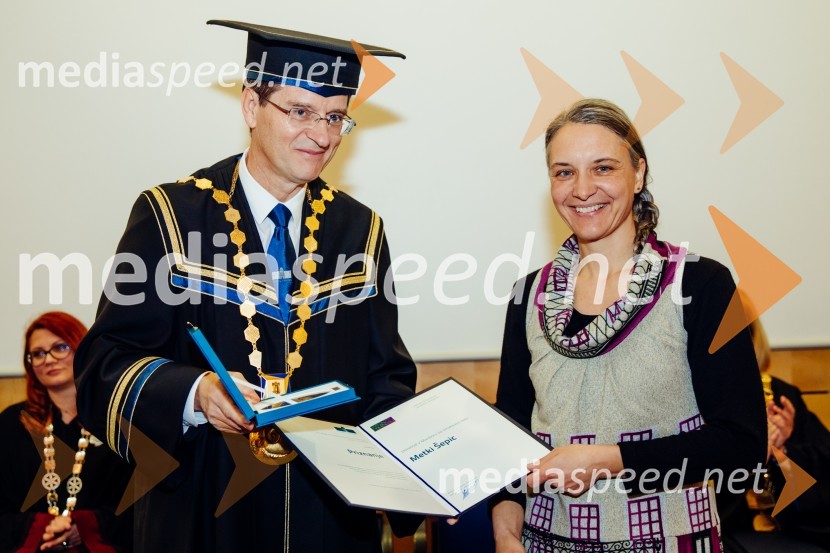 prof. dr. Zdravko Kačič, rektor Univerze v Mariboru;  Metka Šepic, Univerza v MariboruOb Rektorjevem dnevu podelili priznanja in nagrade Univerze v Mariboru