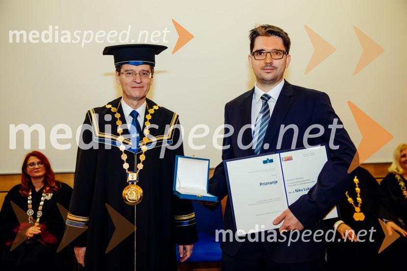 prof. dr. Zdravko Kačič, rektor Univerze v Mariboru; doc. dr. Nik Lukač, Univerza v MariboruOb Rektorjevem dnevu podelili priznanja in nagrade Univerze v Mariboru