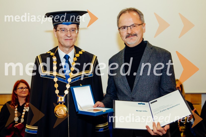 prof. dr. Zdravko Kačič, rektor Univerze v Mariboru; red. prof. Žarko Ignjatović, Univerza v MariboruOb Rektorjevem dnevu podelili priznanja in nagrade Univerze v Mariboru