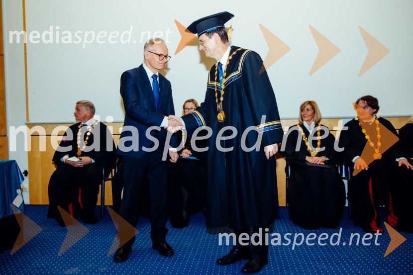 prof. dr. Heikki Ruskoaho; prof. dr. Zdravko Kačič, rektor Univerze v MariboruOb Rektorjevem dnevu podelili priznanja in nagrade Univerze v Mariboru