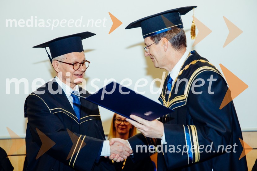 prof. dr. Heikki Ruskoaho; prof. dr. Zdravko Kačič, rektor Univerze v MariboruOb Rektorjevem dnevu podelili priznanja in nagrade Univerze v Mariboru