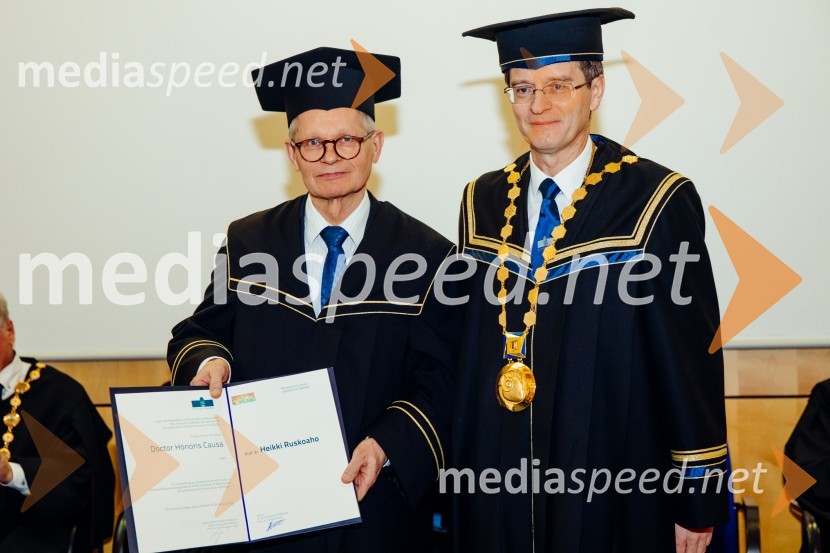 prof. dr. Heikki Ruskoaho; prof. dr. Zdravko Kačič, rektor Univerze v MariboruOb Rektorjevem dnevu podelili priznanja in nagrade Univerze v Mariboru