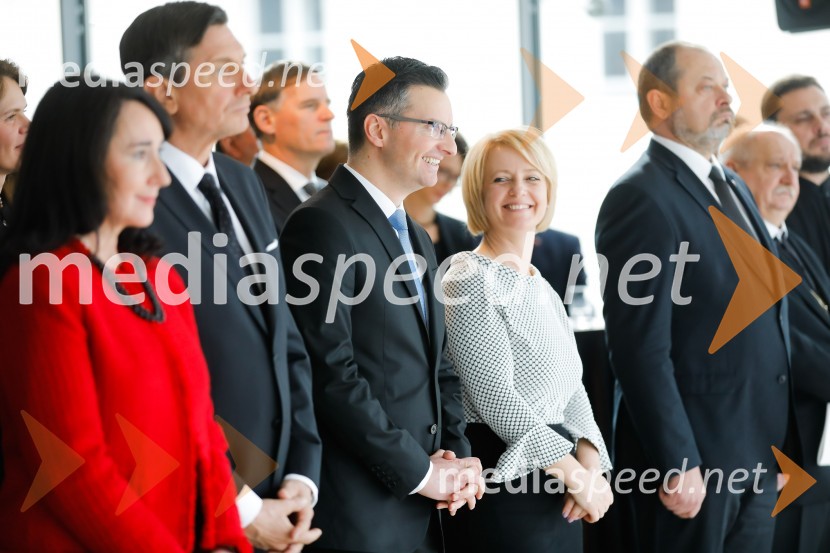  Tanja Pečar, odvetnica;  Borut Pahor, predsednik Republike Slovenije;  Marjan  Šarec, predsednik Vlade Republike Slovenije;  Barbara Iskra ŠarecPahor in Šarec gostila diplomatski zbor