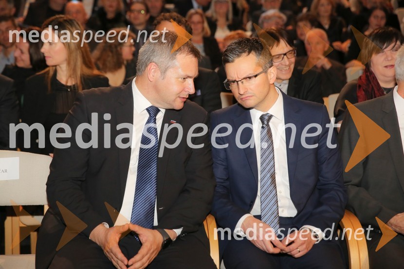  Dejan Židan, predsednik Državnega zbora Republike Slovenije;  Marjan  Šarec, predsednik Vlade Republike SlovenijePrešernova nagrajenca sta Bjanka Adžić Ursulov in Filip Robar Dorin