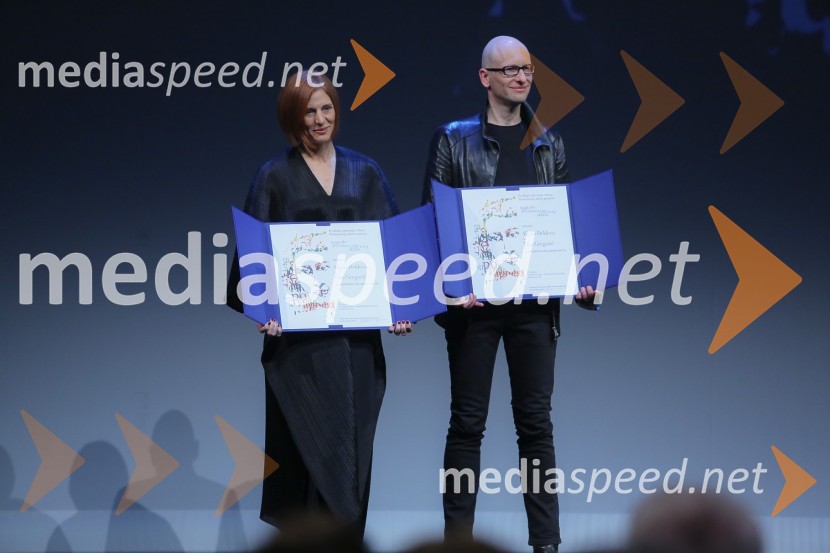  Tina Gregorič, arhitektka, prejemnica nagrade Prešernovega sklada 2019;  Aljoša Dekleva, arhitekt, prejemnik nagrade Prešernovega sklada 2019Prešernova nagrajenca sta Bjanka Adžić Ursulov in Filip Robar Dorin