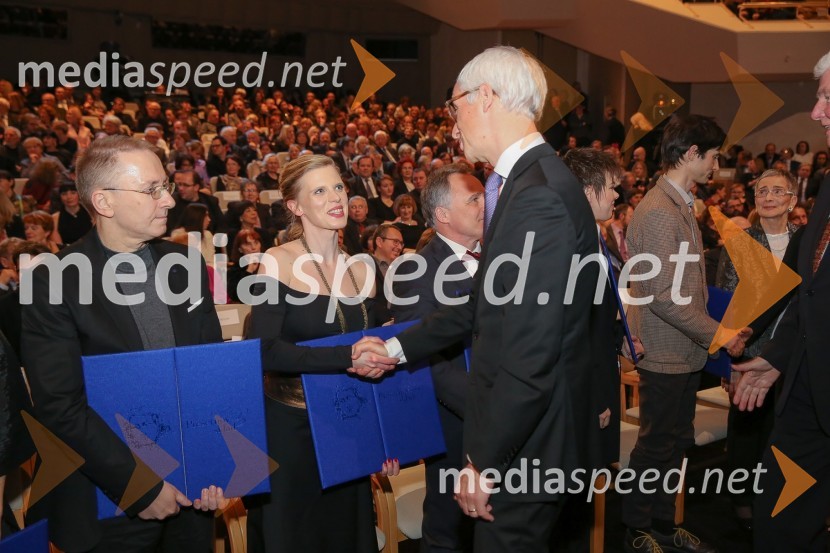  Dušan Kastelic, avtor animiranih filmov, prejemnik nagrade Prešernovega sklada 2019;  Maruša Majer, igralka, prejemnica nagrade Prešernovega sklada 2019; dr. Jernej Pikalo, minister za izobraževanje, znanost in šport  RSPrešernova nagrajenca sta Bjanka Adžić Ursulov in Filip Robar Dorin