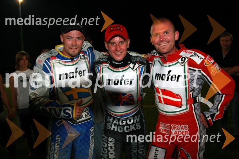 2. mesto: Peter Ljung (Švedska), 1. mesto: Lee Richardson (Velika Britanija) in 3. mesto: Jesper B. Monberg (Danska)Speedway, Polfinale kvalifikacij za SGP 2009