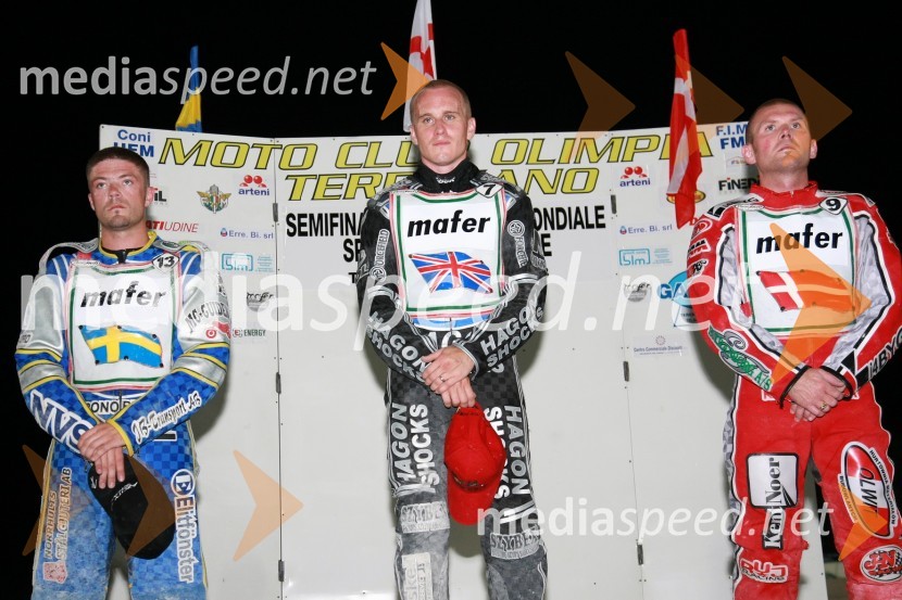 2. mesto: Peter Ljung (Švedska), 1. mesto: Lee Richardson (Velika Britanija) in 3. mesto: Jesper B. Monberg (Danska)Speedway, Polfinale kvalifikacij za SGP 2009