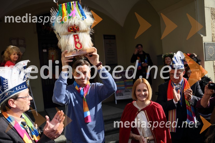  Branko Brumen, predsednik 59. Kurentovanja in generalni sekretar FECC;  Borut Pahor, predsednik Republike Slovenije;  Nuška Gajšek, županja Mestne občine Ptuj59. Mednarodna karnevalska povorka Ptuj