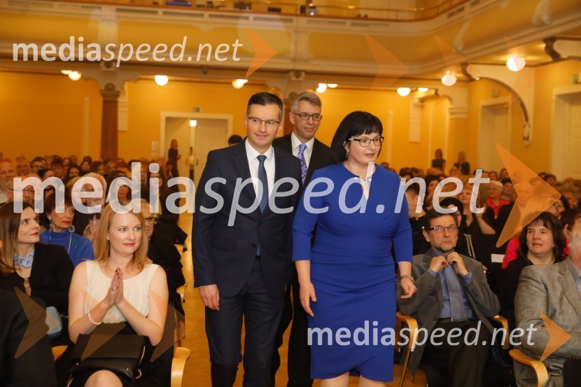  Marjan  Šarec, predsednik Vlade Republike Slovenije;  Andrej  Kren, glavni direktor družbe Delo d.o.o.;  Nataša  Luša, direktorica družbe Delo d.o.o.Sara Ahlin Doljak prejela naziv Ona 365 2018