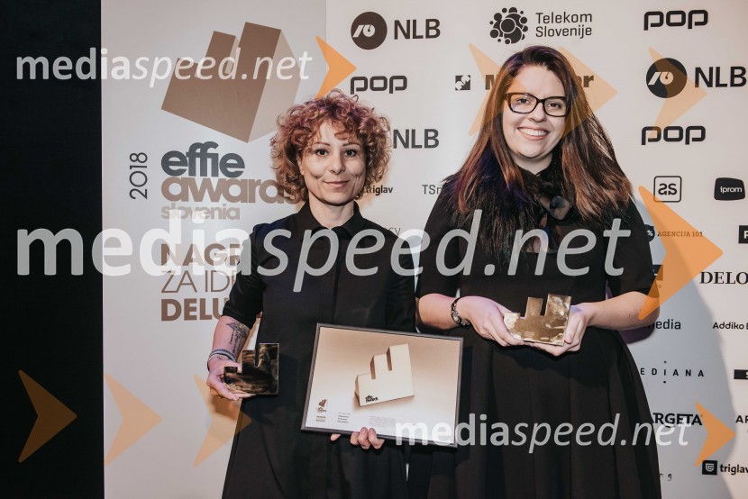  Tanja Kos, vodja projekta Lahkonočnice, A1 Slovenija;  Špela Vuga, Grey LjubljanaEffie Slovenija 2018, zaključna prireditev