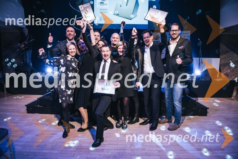  Ranko Jelača, Telekom Slovenije, d.d.;  ... ;  ... ;  ... ;  Niko Kušar, vodja Službe za tržno komuniciranje Telekom Slovenije;  ... ;  ... ;  Simon Slonjšak, Telekom Slovenije, d.d.;  Matej Raspet, Telekom Slovenije, d.d.Effie Slovenija 2018, zaključna prireditev