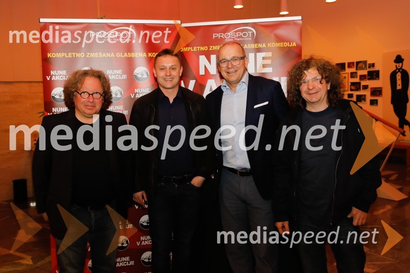  Jaša Jamnik, igralec in režiser;  Peter Srpčič, direktor Mestnega gledališča Ptuj;  Jurij Franko, direktor, Prospot, d. o. o.;  Matjaž Latin, režiser in igralecNune v akciji!, premiera predstave