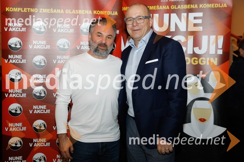  Aleš Smrekar, novinar;  Jurij Franko, direktor, Prospot, d. o. o.Nune v akciji!, premiera predstave