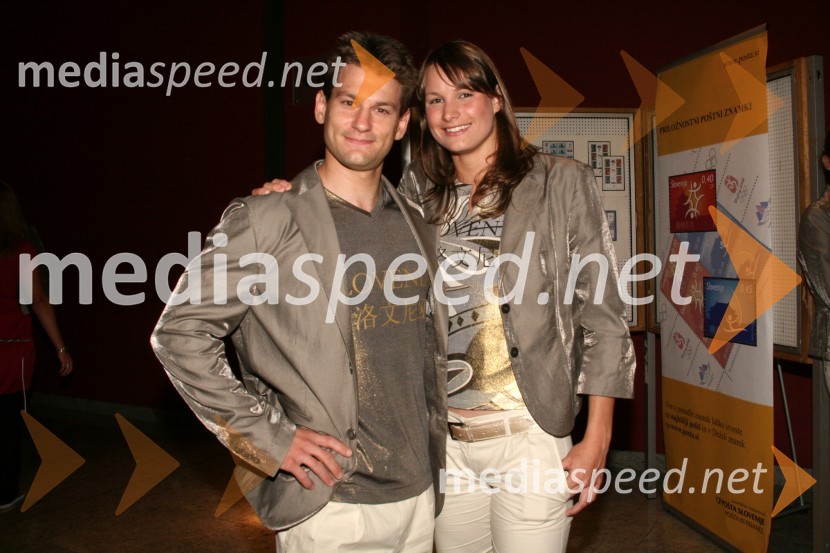 Mitja Petkovšek, gimnastičar in Sara Isakovič, plavalkaPredstavitev slovenske olimpijske delegacije - Peking 2008