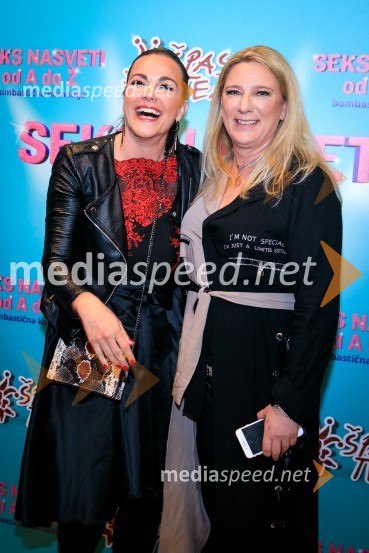  Rebeka Dremelj, pevka;  Urška Alič, ustanoviteljica in direktorica Špas teatraSeks nasveti od A do Ž, premiera komedije