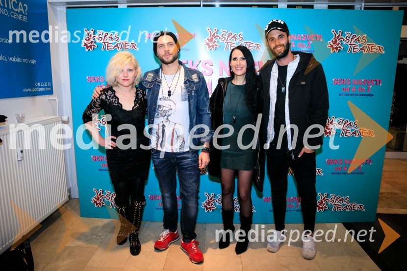  Petra Rupnik, odgovorna urednica časopisa Novice Svet24;  Klemen Bunderla, radijski voditelj, radio Aktual;  Anita Gošte, radijska voditeljica, Radio Aktual;  Luka Švigelj, snemalec in fotografSeks nasveti od A do Ž, premiera komedije