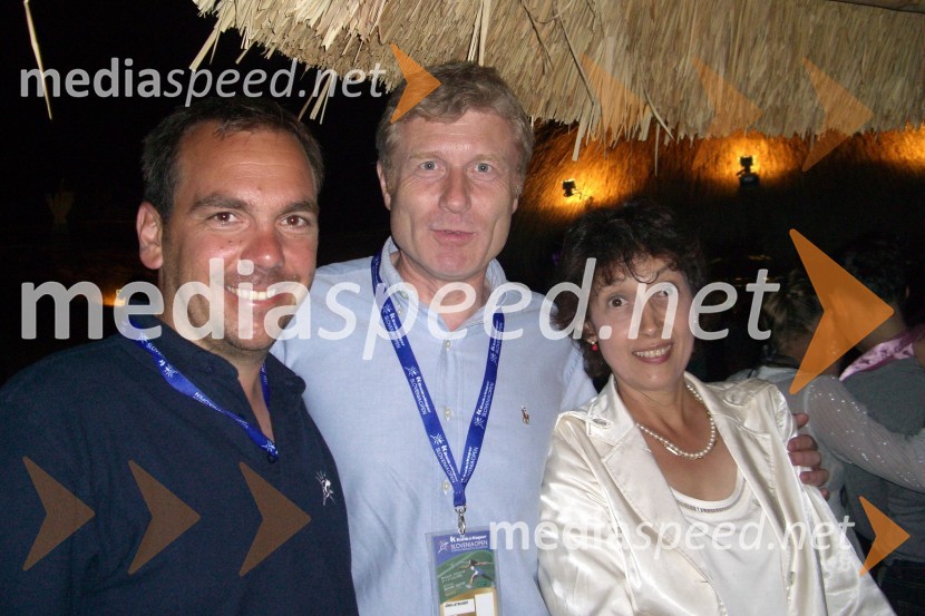 Andrej Bizjak, direktor Banka Koper Slovenia Open, Virginia Ruzici, nekdanja teniška igralka in zmagovalka Odprtega prvenstva v Franciji leta 1978 in njen mož JorgTeniški turnir Banka Koper Slovenia Open