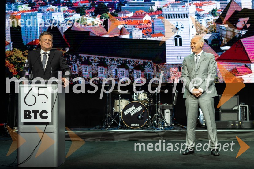  Zoran Janković, župan, Mestna občina Ljubljana;  Jože  Mermal, predsednik uprave družbe BTCPraznovanje 65-letnice družbe BTC