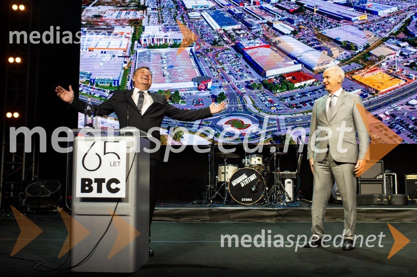  Zoran Janković, župan, Mestna občina Ljubljana;  Jože  Mermal, predsednik uprave družbe BTCPraznovanje 65-letnice družbe BTC