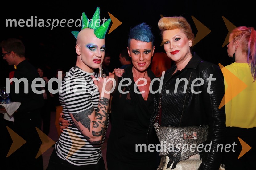  Miha Kavčič, tekmovalec resničnostnega šova Kmetija 2018; mag. Mateja Slamnik Kos, vodja korporativnega komuniciranja, Loterija Slovenije;  Christa Žentiily - Salomé13. nadstropje, modni spektakel Citycenter Celje