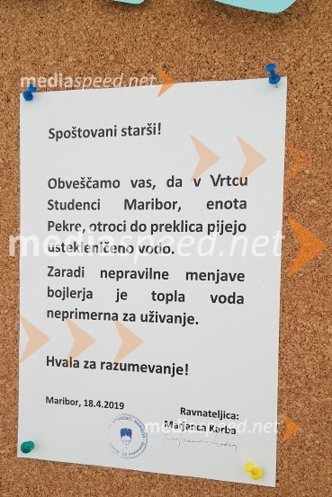 Vrtec Pekre, Mestna Občina MariborVrtec Pekre, MOM, oporečna voda ogroža otroke